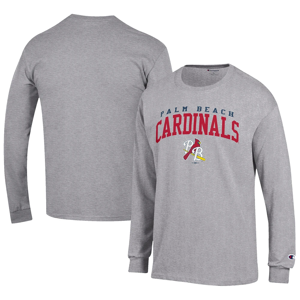 Men's Champion Gray Palm Beach Cardinals Jersey Long Sleeve T-Shirt