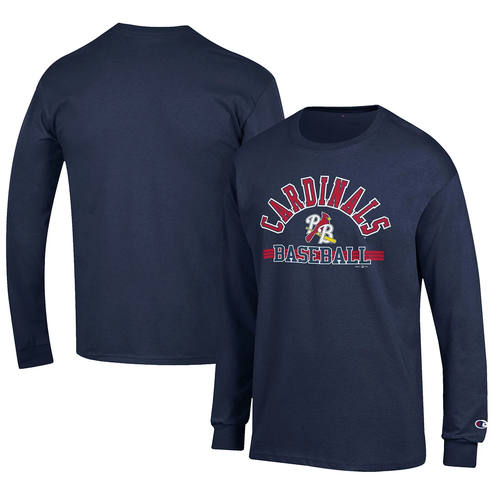 Men's Champion Navy Palm Beach Cardinals Jersey Long Sleeve T-Shirt
