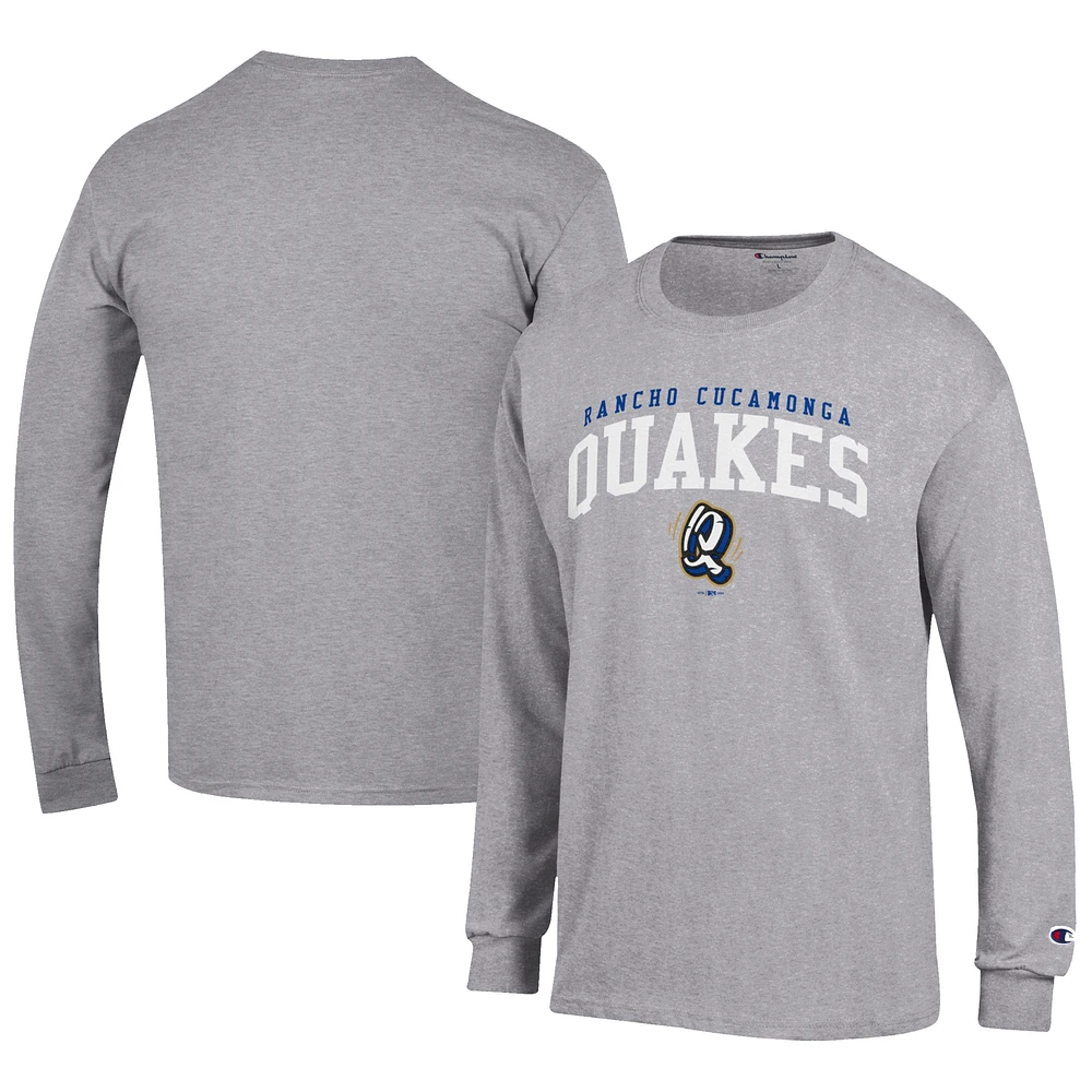 Men's Champion Gray Rancho Cucamonga Quakes Jersey Long Sleeve T-Shirt