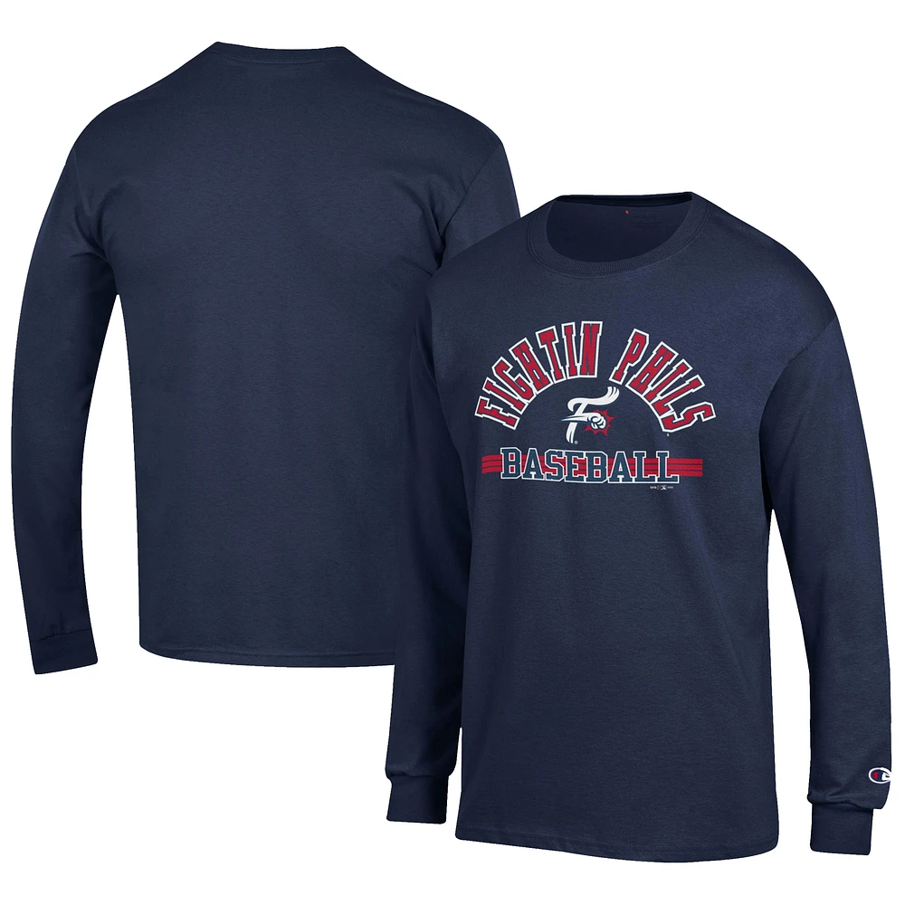 Men's Champion Navy Reading Phillies Jersey Long Sleeve T-Shirt