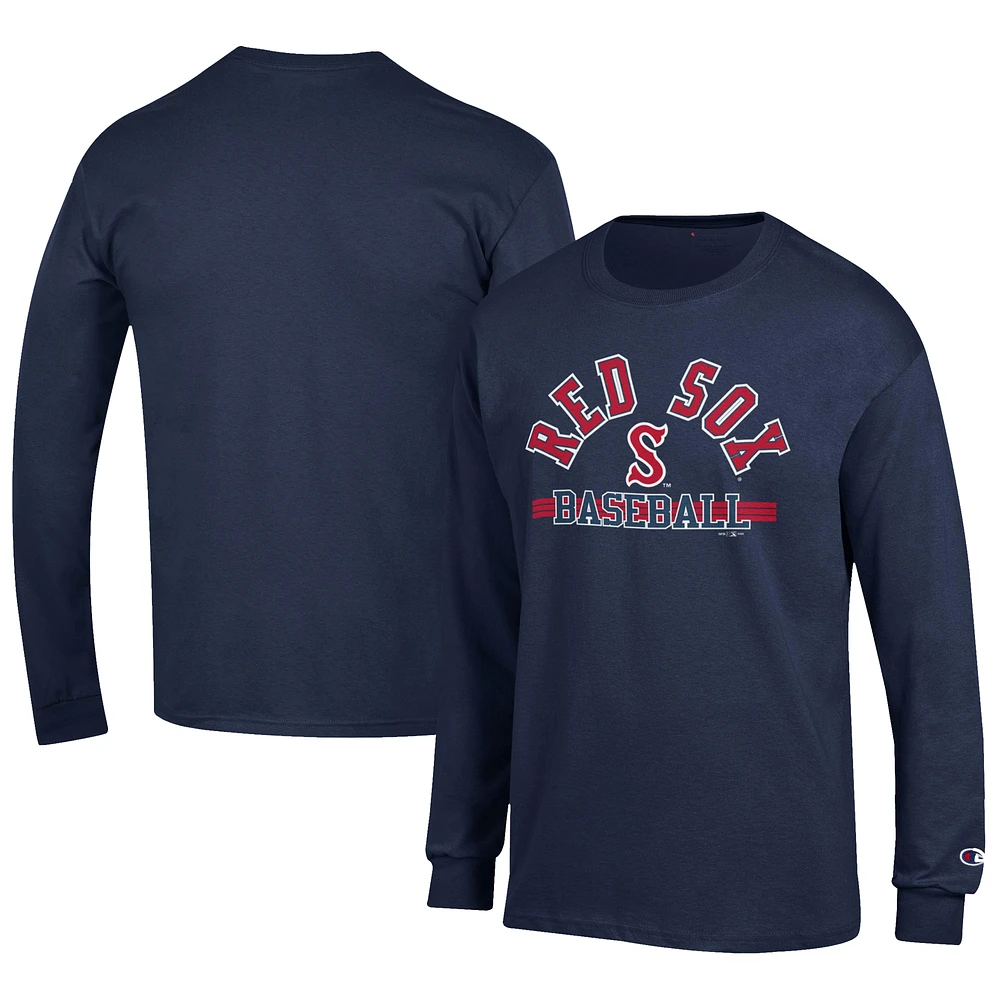 Men's Champion Navy Salem Red Sox Jersey Long Sleeve T-Shirt