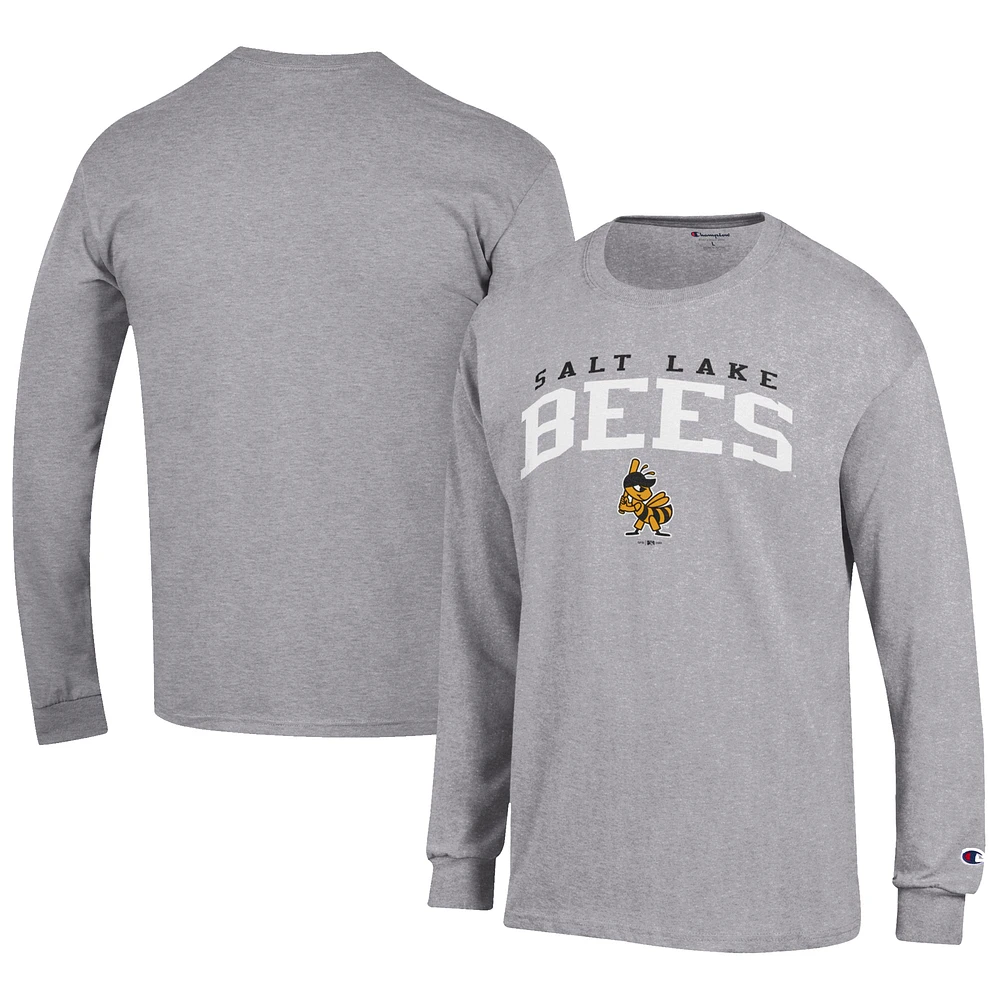 Men's Champion Gray Salt Lake Bees Jersey Long Sleeve T-Shirt