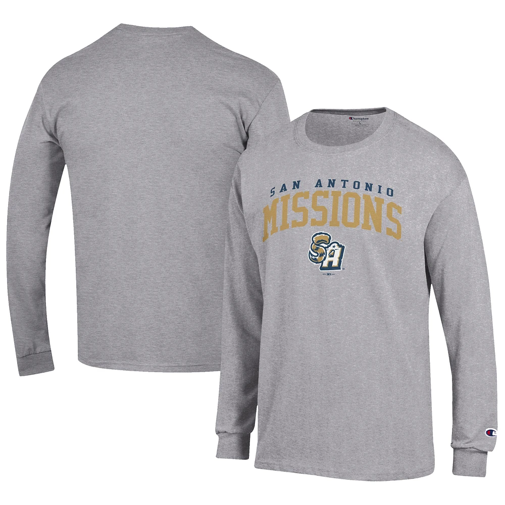 Men's Champion Gray San Antonio Missions Jersey Long Sleeve T-Shirt