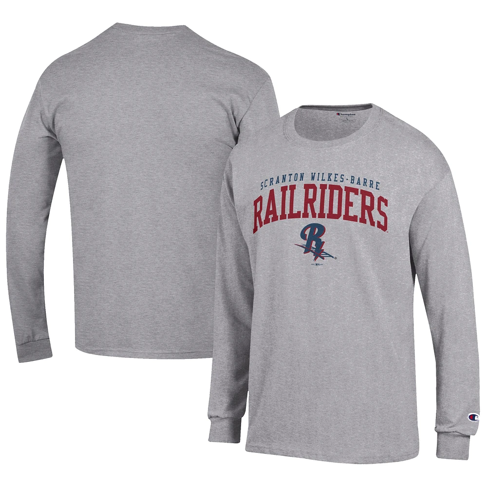 Men's Champion Gray Scranton Wilkes-Barre RailRiders Jersey Long Sleeve T-Shirt