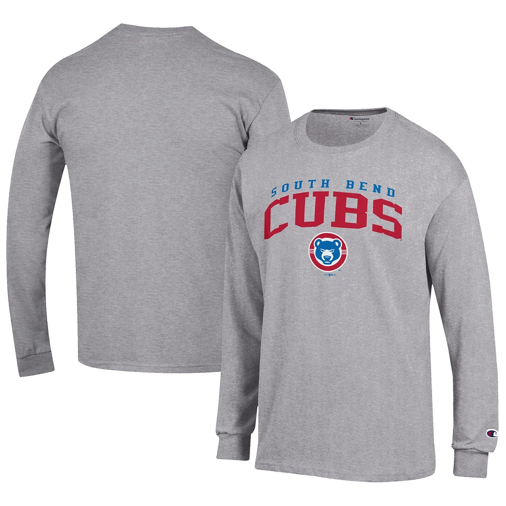 Men's Champion Gray South Bend Cubs Jersey Long Sleeve T-Shirt