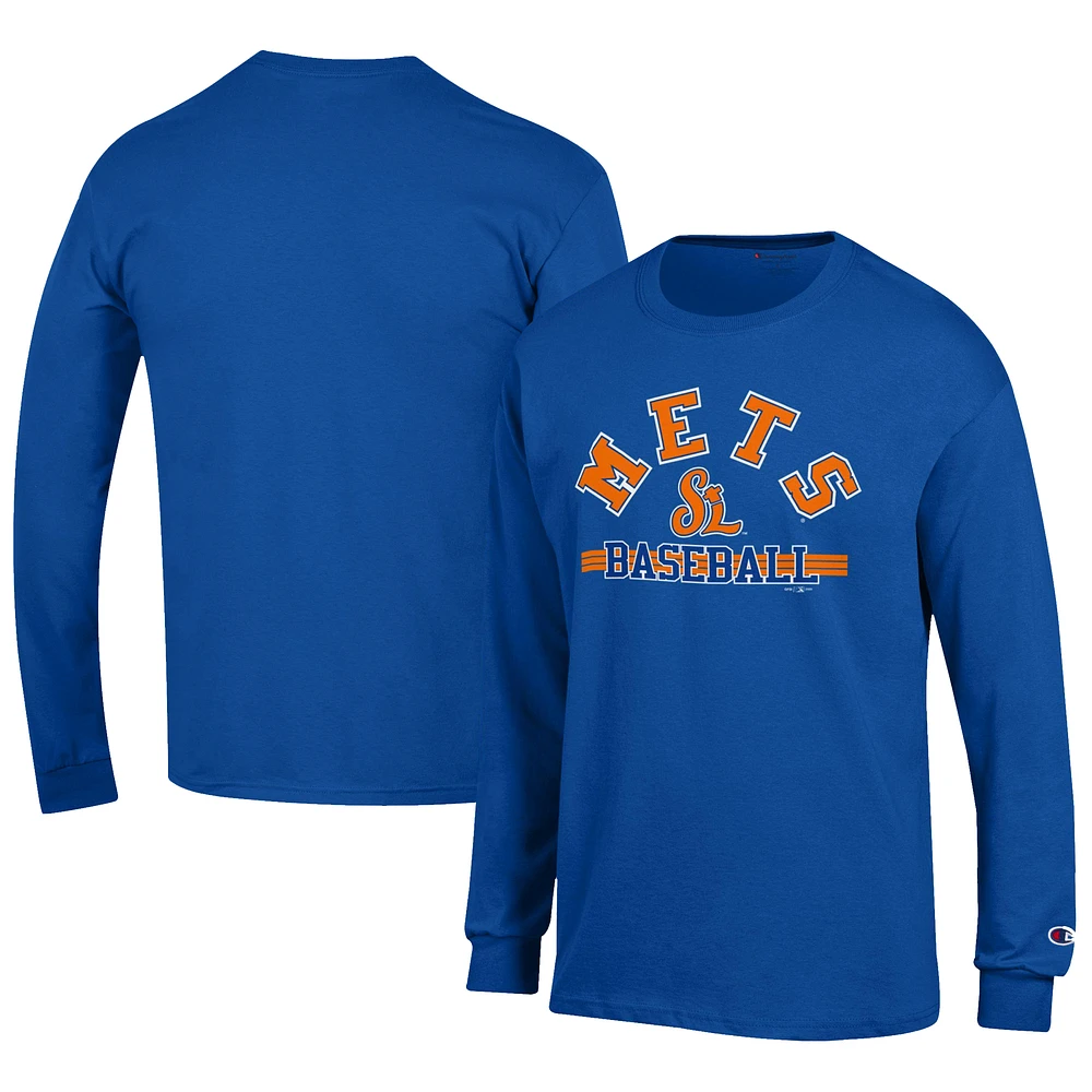 Men's Champion Royal St. Lucie Mets Jersey Long Sleeve T-Shirt