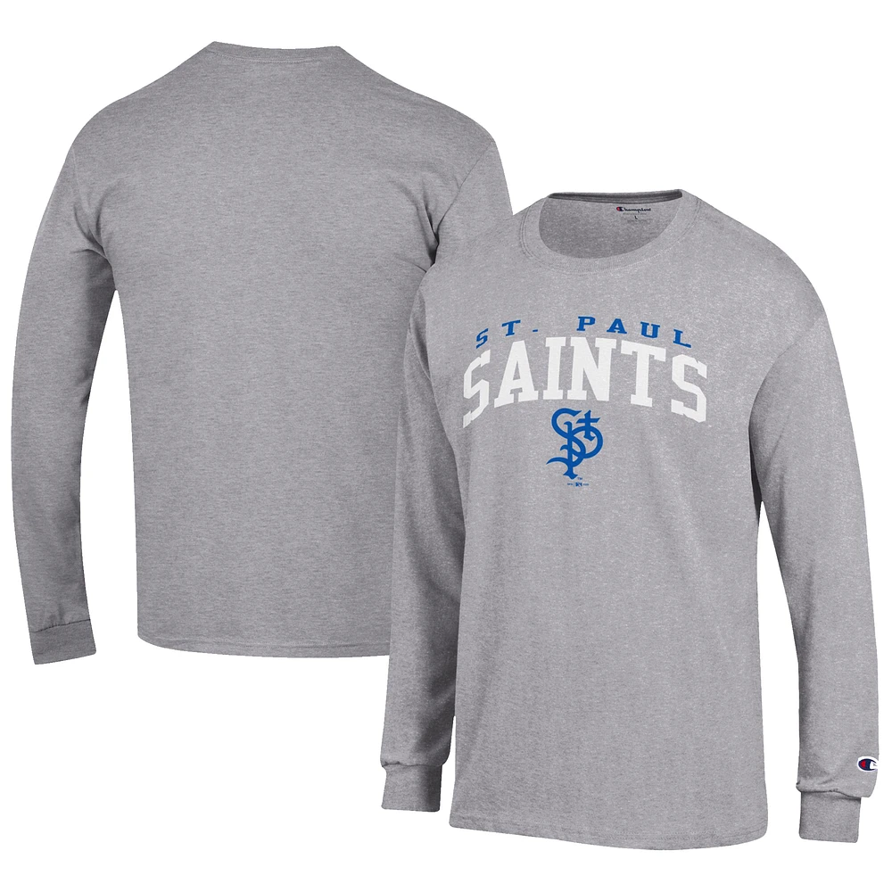 Men's Champion Gray St. Paul Saints Jersey Long Sleeve T-Shirt