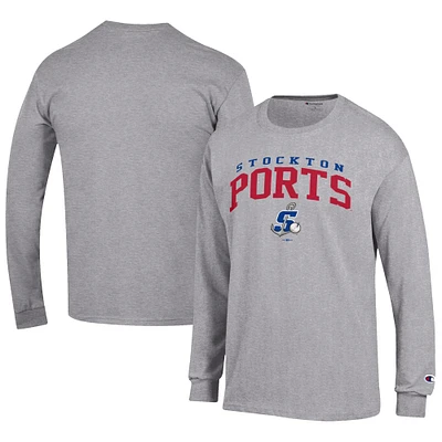 Men's Champion Gray Stockton Ports Jersey Long Sleeve T-Shirt