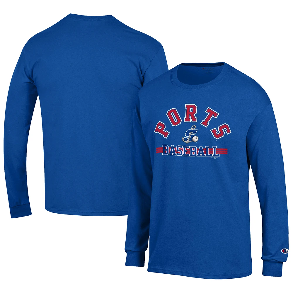 Men's Champion Royal Stockton Ports Jersey Long Sleeve T-Shirt