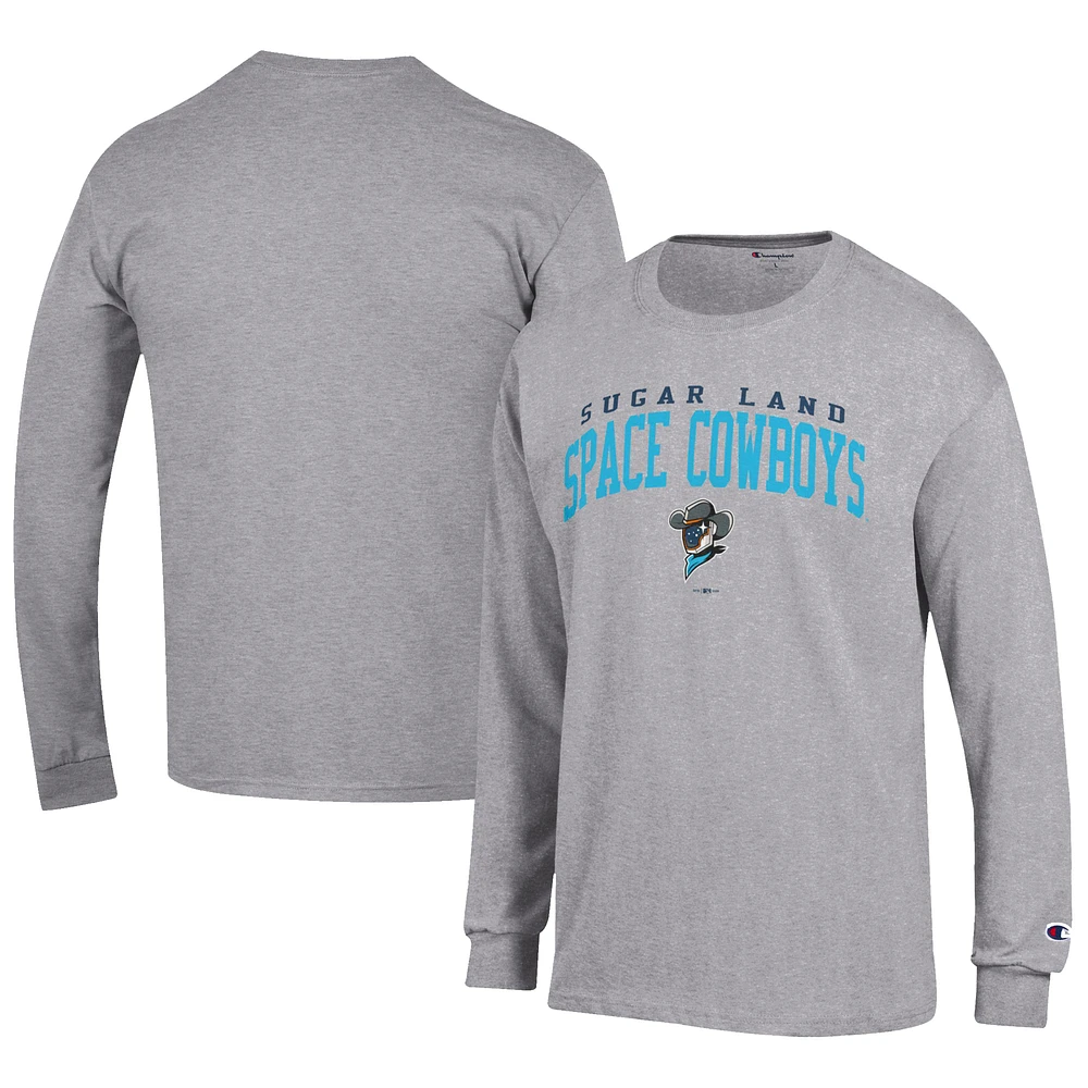 Men's Champion Gray Sugar Land Space Cowboys Jersey Long Sleeve T-Shirt