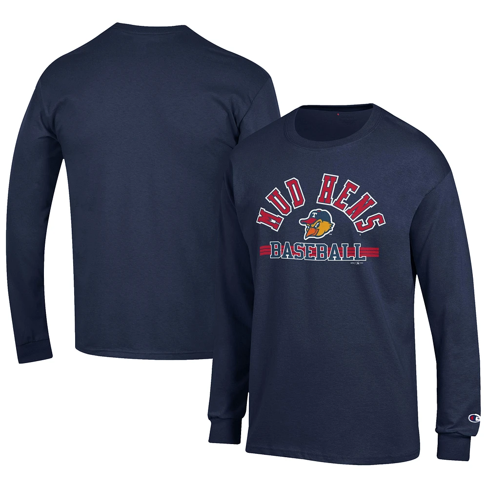 Men's Champion Navy Toledo Mud Hens Jersey Long Sleeve T-Shirt