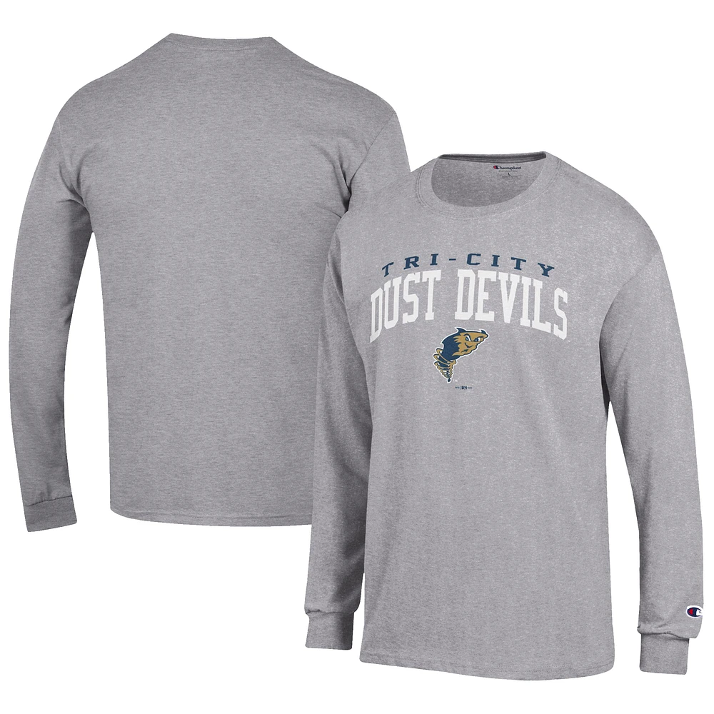 Men's Champion Gray Tri-City Dust Devils Jersey Long Sleeve T-Shirt