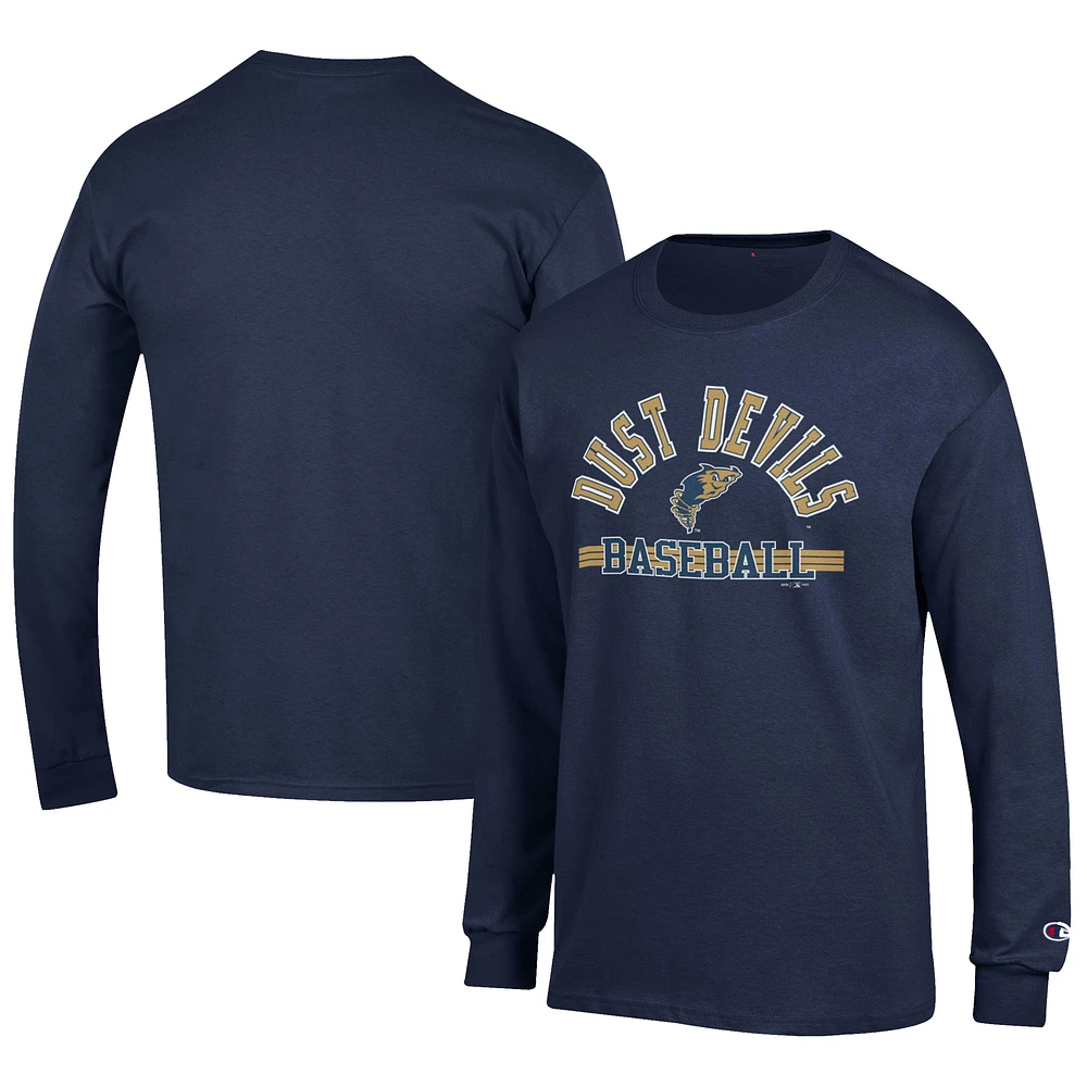 Men's Champion Navy Tri-City Dust Devils Jersey Long Sleeve T-Shirt