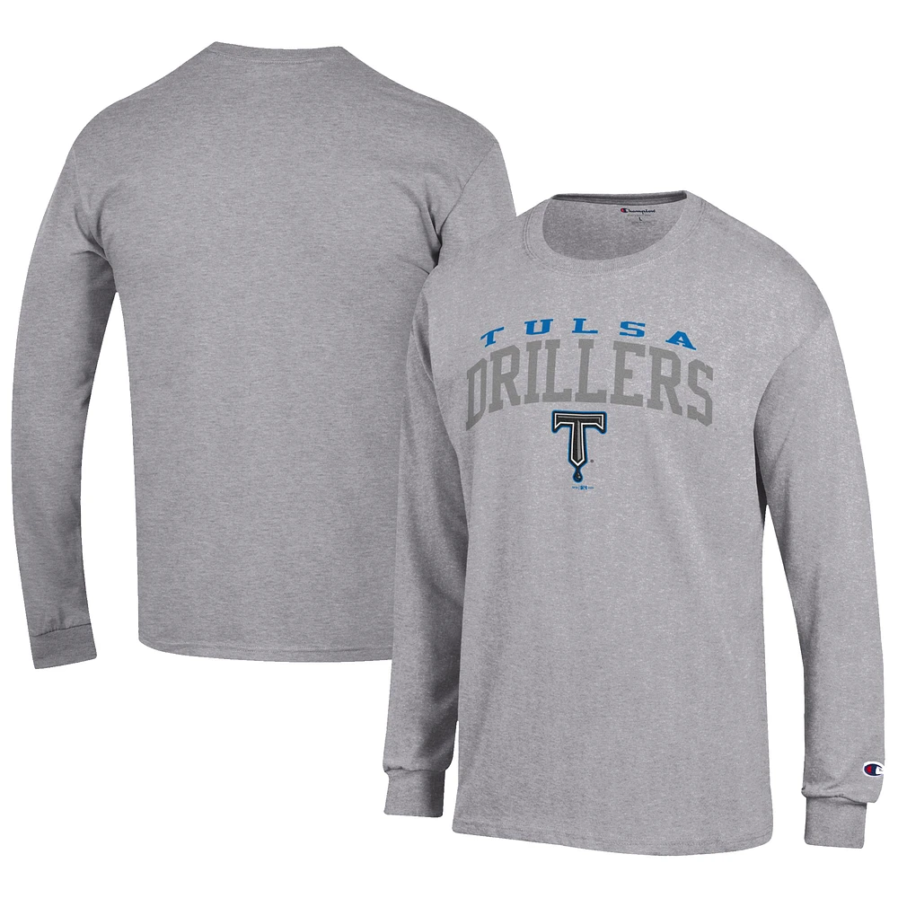 Men's Champion Gray Tulsa Drillers Jersey Long Sleeve T-Shirt