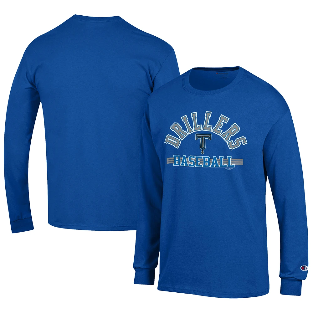 Men's Champion Royal Tulsa Drillers Jersey Long Sleeve T-Shirt