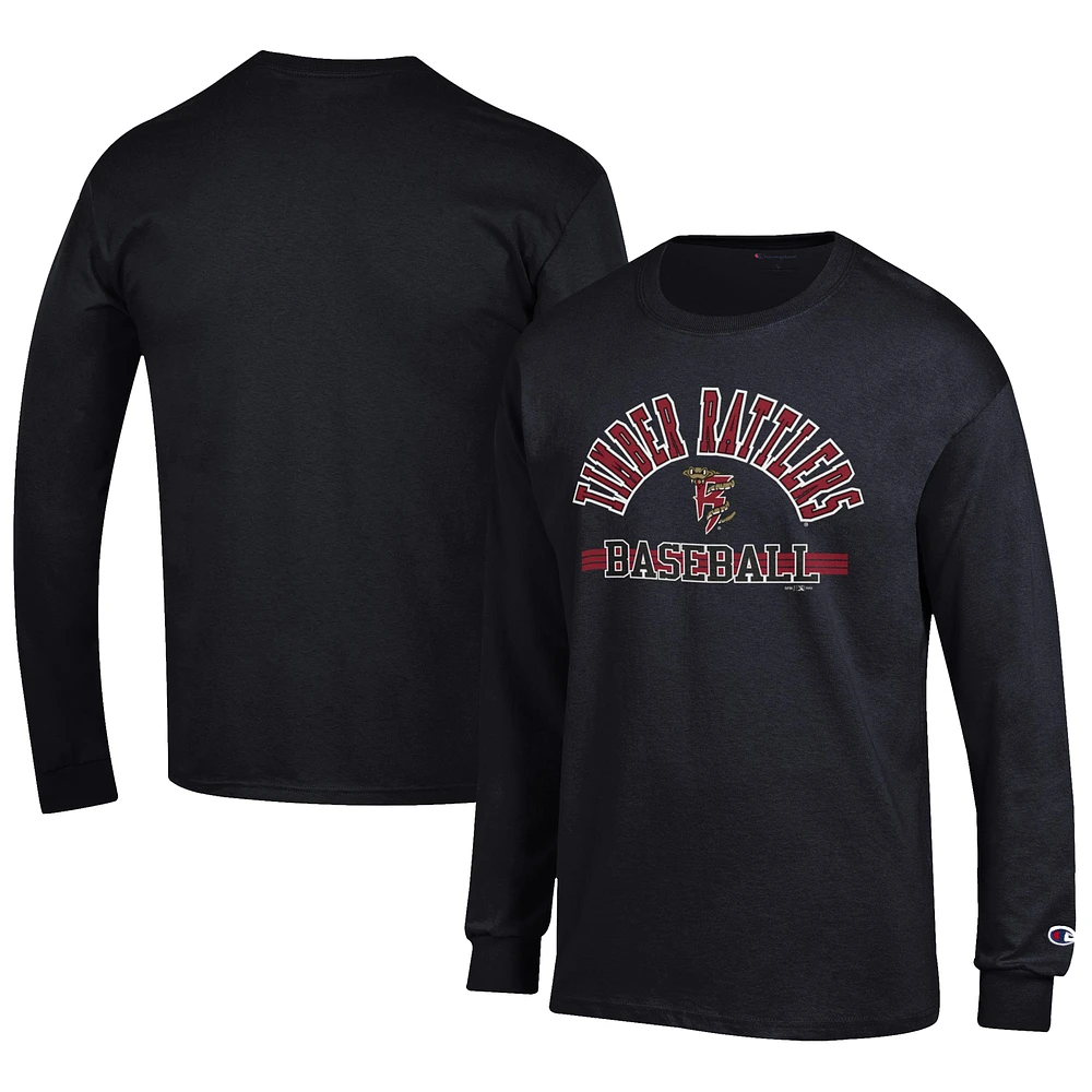 Men's Champion Black Wisconsin Timber Rattlers Jersey Long Sleeve T-Shirt