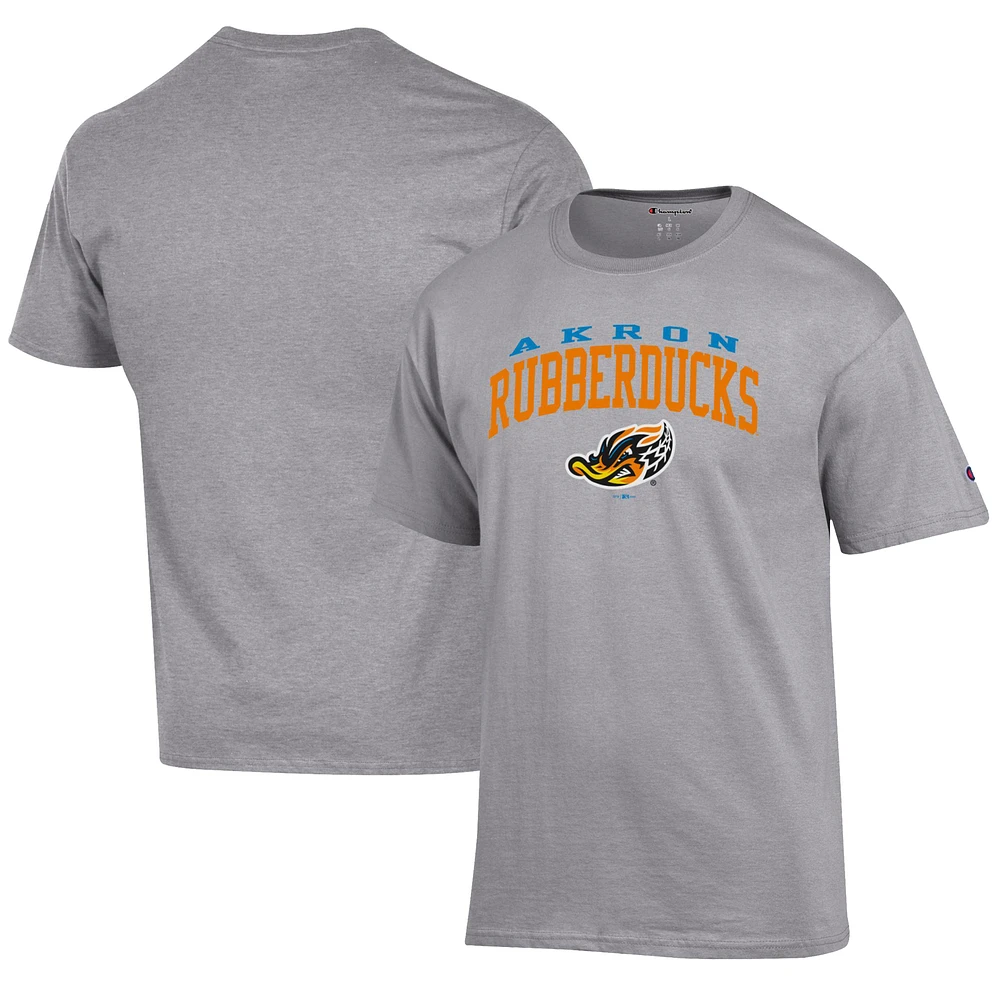Men's Champion Gray Akron RubberDucks Jersey T-Shirt