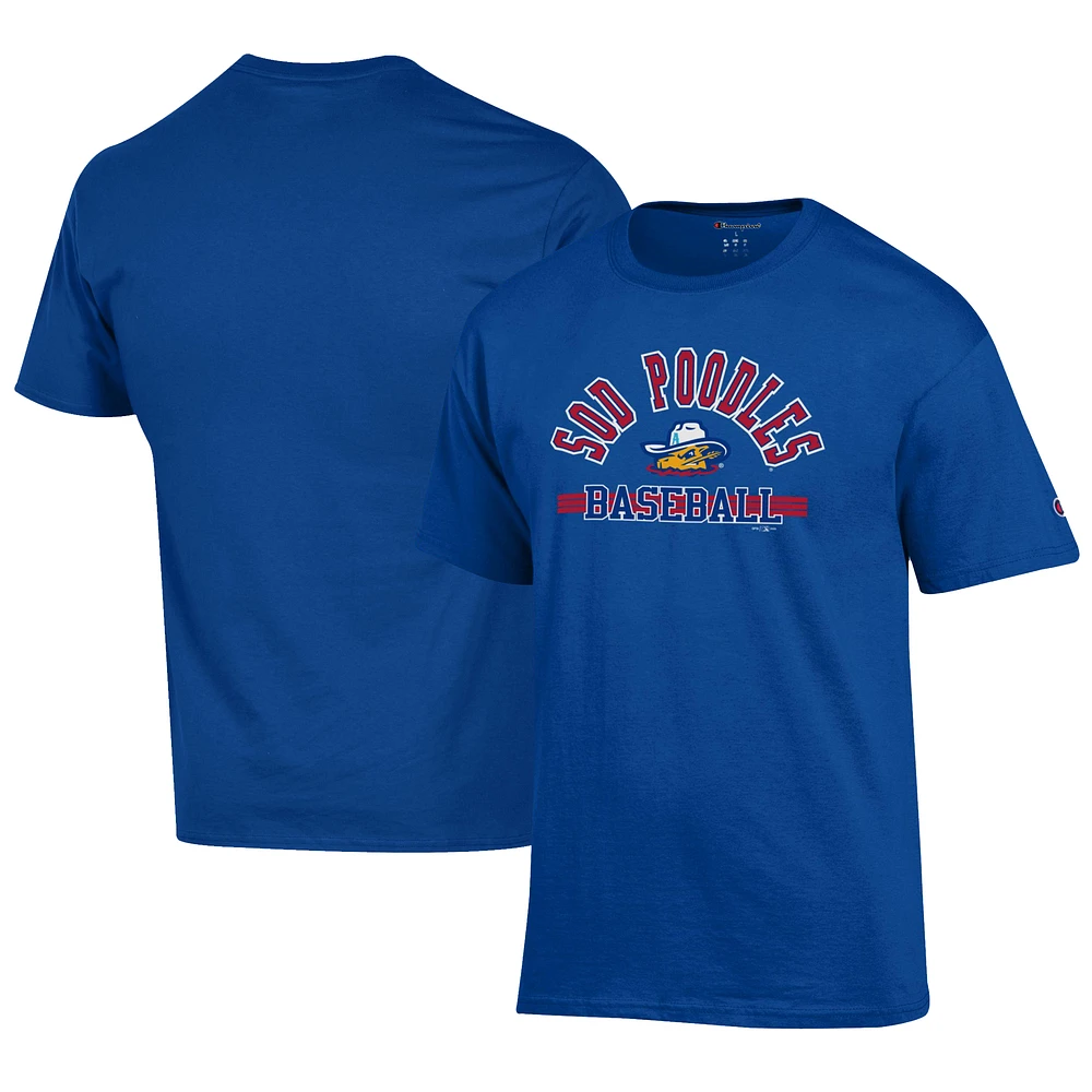 Men's Champion Royal Amarillo Sod Poodles Logo Jersey T-Shirt