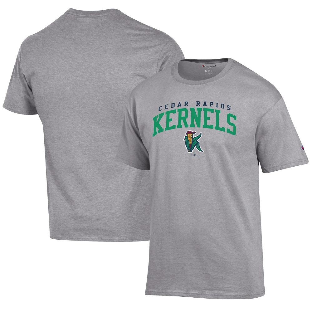 Men's Champion Gray Cedar Rapids Kernels Jersey T-Shirt