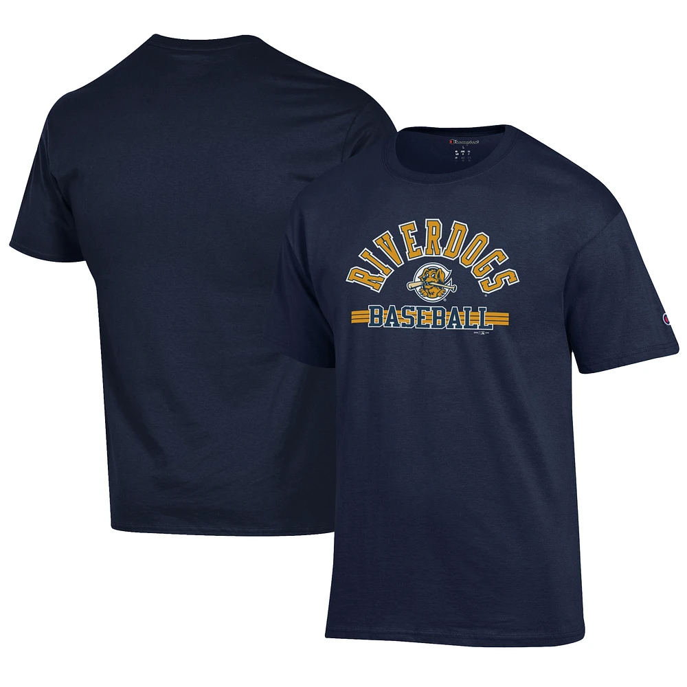 Men's Champion Navy Charleston RiverDogs Logo Jersey T-Shirt