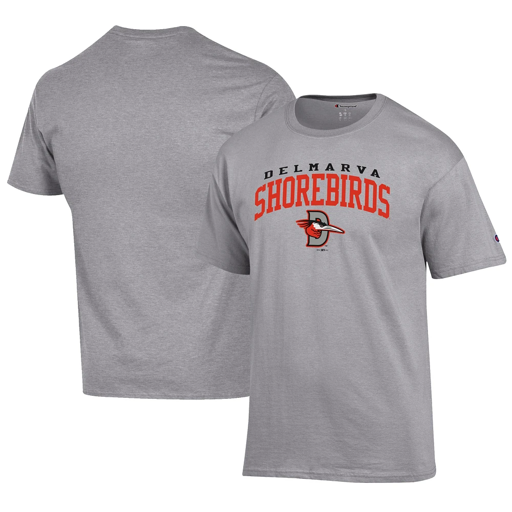 Men's Champion Gray Delmarva Shorebirds Jersey T-Shirt