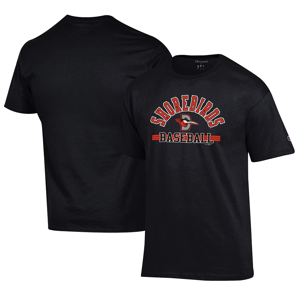 Men's Champion Black Delmarva Shorebirds Logo Jersey T-Shirt