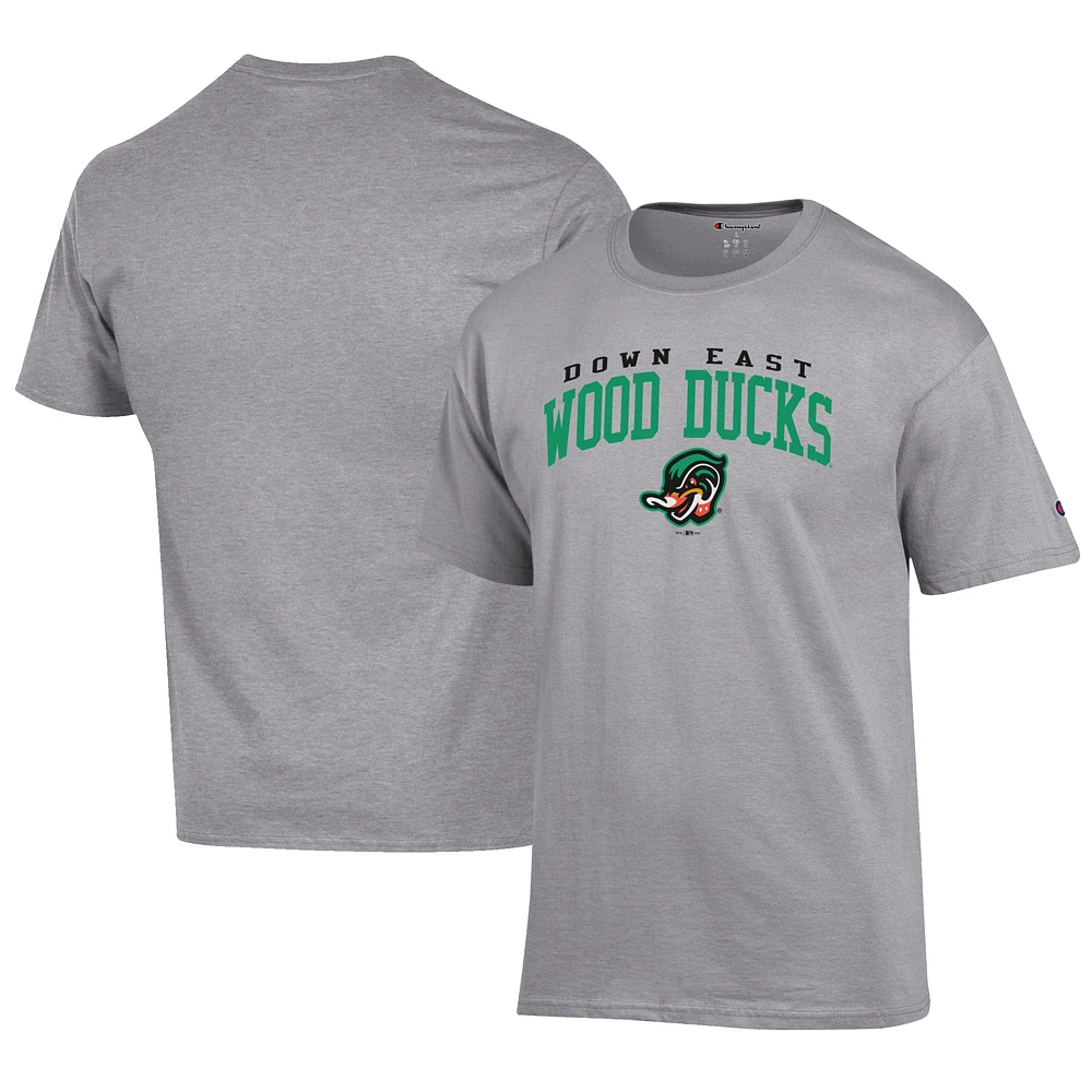 Men's Champion Gray Down East Wood Ducks Jersey T-Shirt