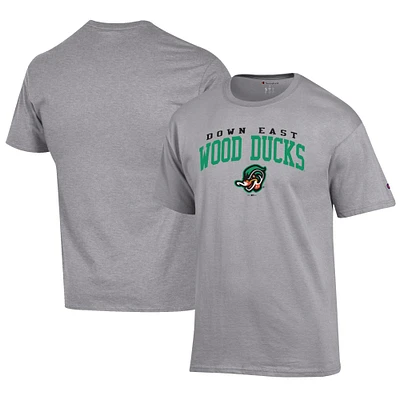 Men's Champion Gray Down East Wood Ducks Jersey T-Shirt