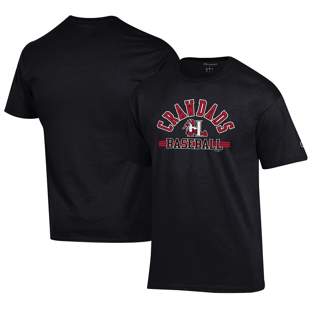 Men's Champion Black Hickory Crawdads Jersey T-Shirt