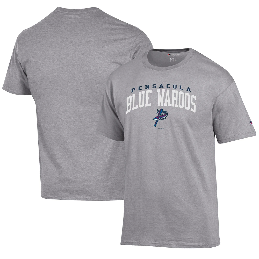 Men's Champion Gray Pensacola Blue Wahoos Jersey T-Shirt