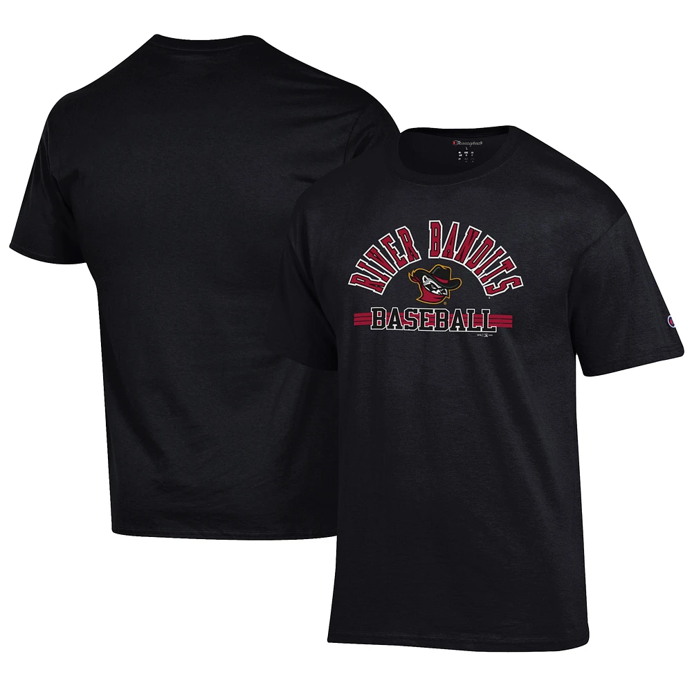 Men's Champion Black Quad Cities River Bandits Jersey T-Shirt