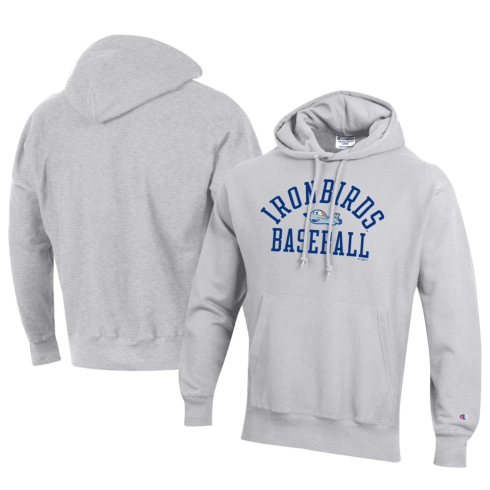 Men's Champion Gray Aberdeen IronBirds Baseball Reverse Weave Pullover Hoodie