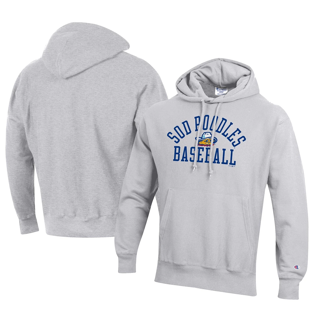 Men's Champion Gray Amarillo Sod Poodles Baseball Reverse Weave Pullover Hoodie