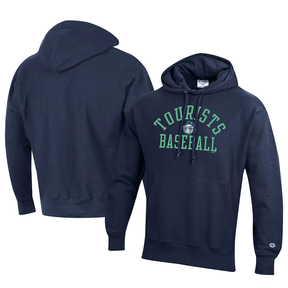 Men's Champion Navy Asheville Tourists Baseball Reverse Weave Pullover Hoodie