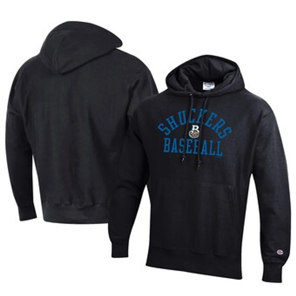 Men's Champion Black Biloxi Shuckers Baseball Reverse Weave Pullover Hoodie
