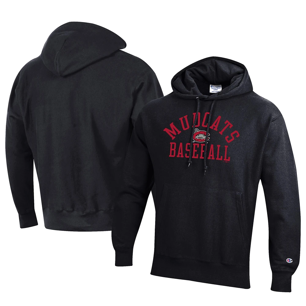 Men's Champion Black Carolina Mudcats Baseball Reverse Weave Pullover Hoodie