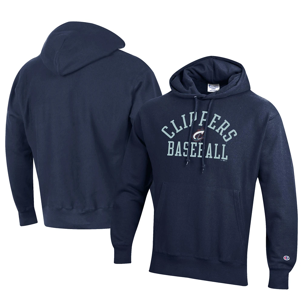 Men's Champion Navy Columbus Clippers Baseball Reverse Weave Pullover Hoodie