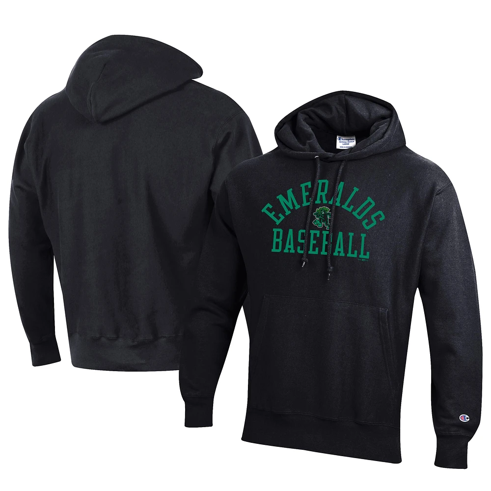 Men's Champion Black Eugene Emeralds Baseball Reverse Weave Pullover Hoodie