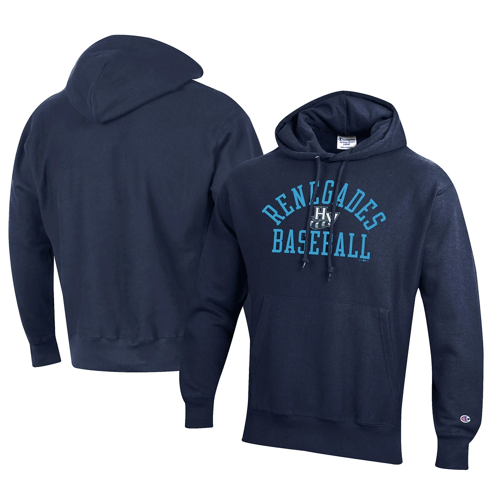 Men's Champion Navy Hudson Valley Renegades Baseball Reverse Weave Pullover Hoodie