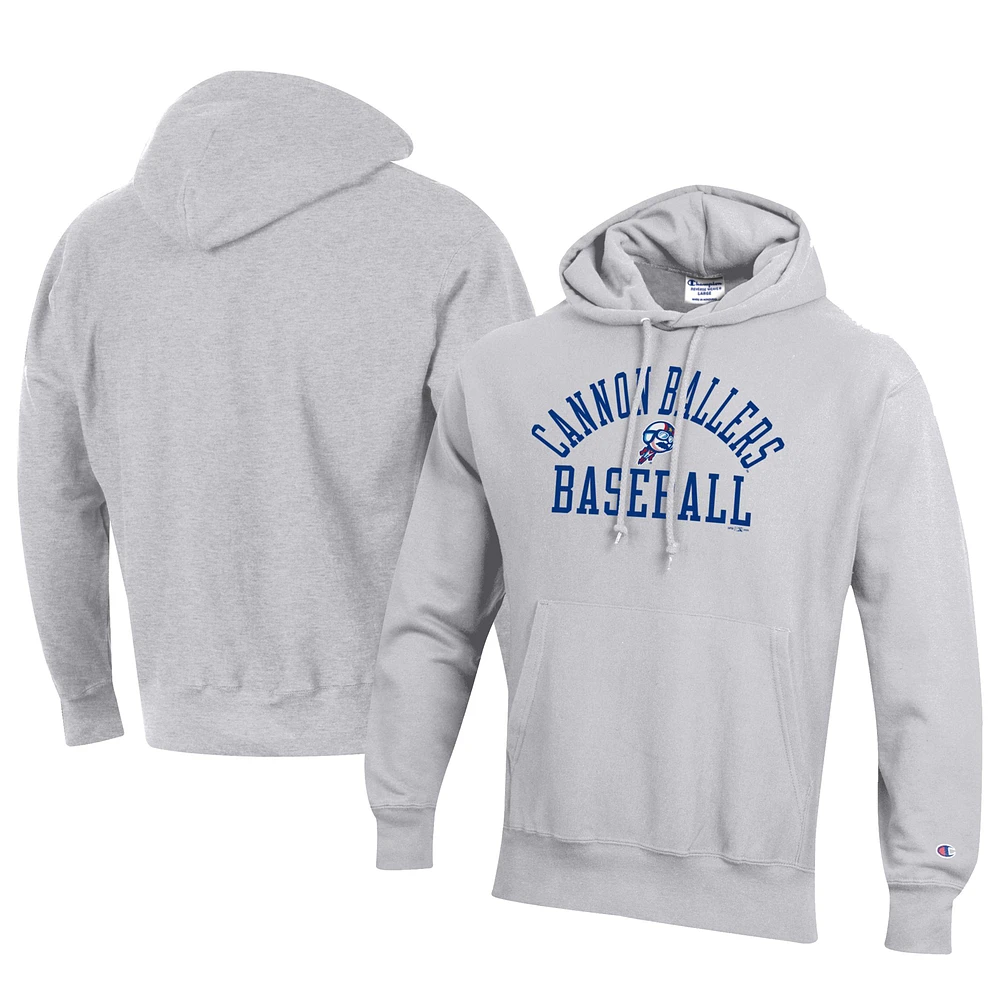 Men's Champion Gray Kannapolis Cannon Ballers Baseball Reverse Weave Pullover Hoodie