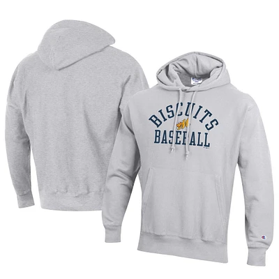 Men's Champion Gray Montgomery Biscuits Baseball Reverse Weave Pullover Hoodie
