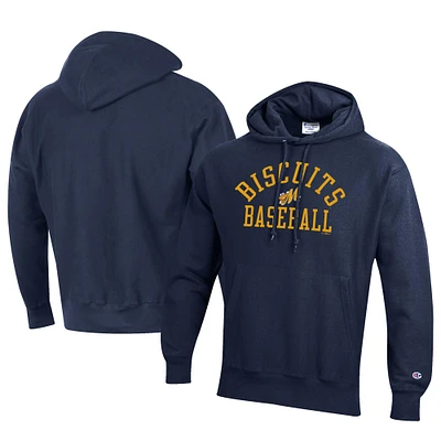 Men's Champion Navy Montgomery Biscuits Baseball Reverse Weave Pullover Hoodie