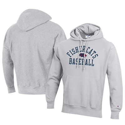 Men's Champion Gray New Hampshire Fisher Cats Baseball Reverse Weave Pullover Hoodie