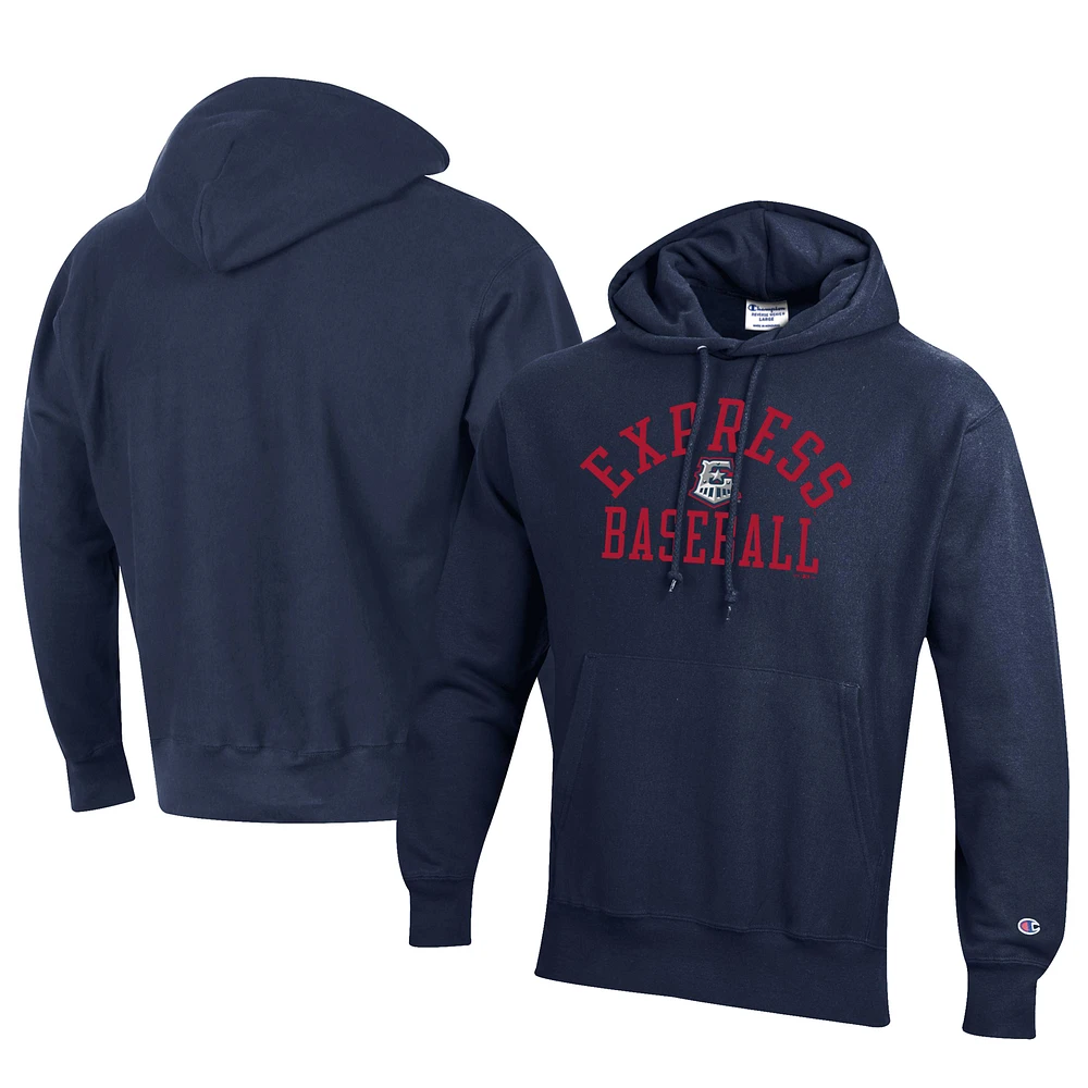 Men's Champion Navy Round Rock Express Baseball Reverse Weave Pullover Hoodie