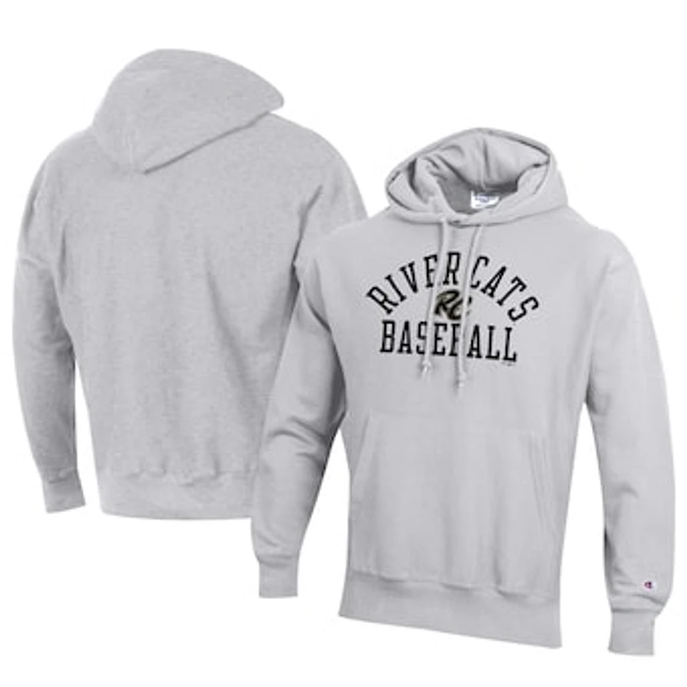 Men's Champion Gray Sacramento River Cats Baseball Reverse Weave Pullover Hoodie