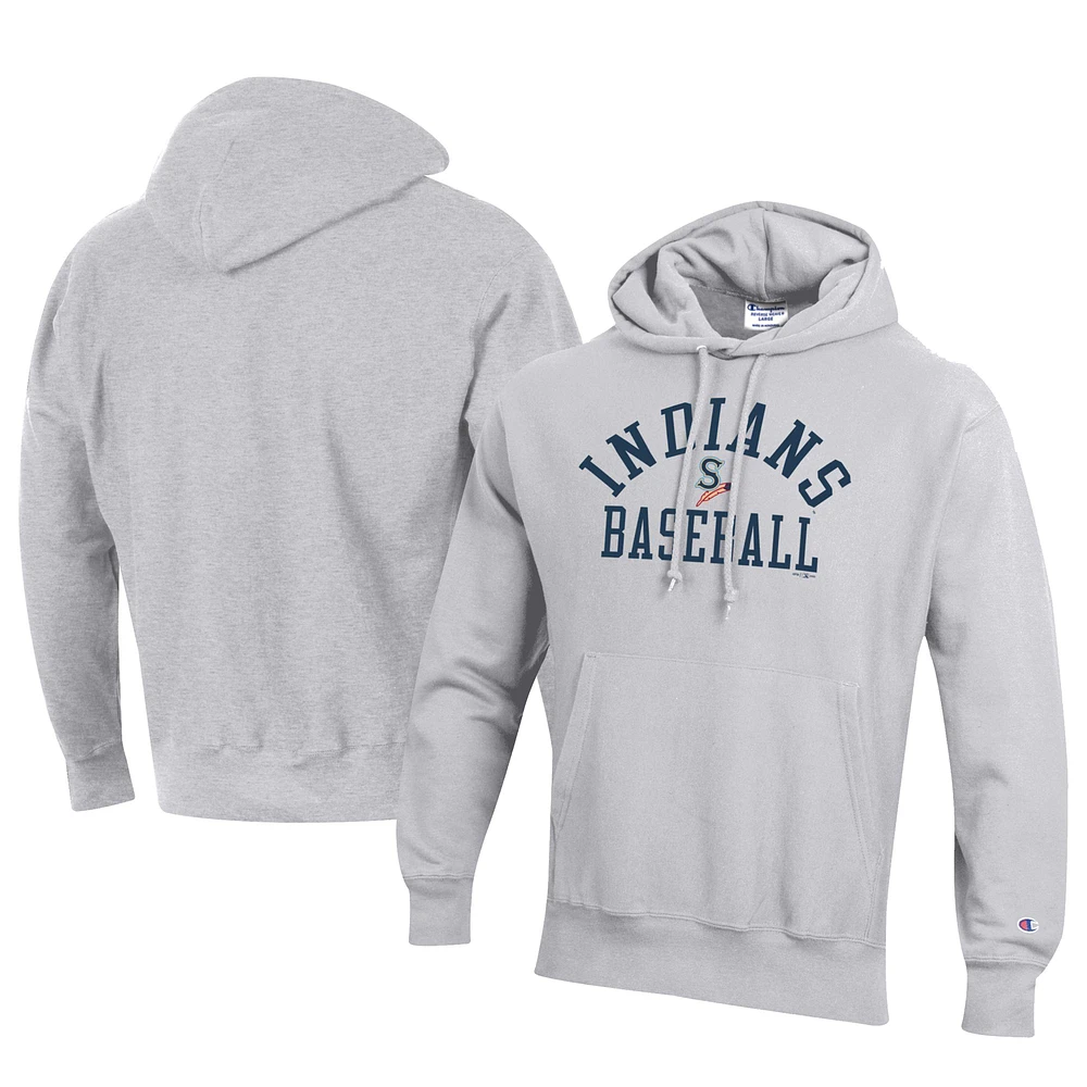 Men's Champion Gray Spokane Indians Baseball Reverse Weave Pullover Hoodie