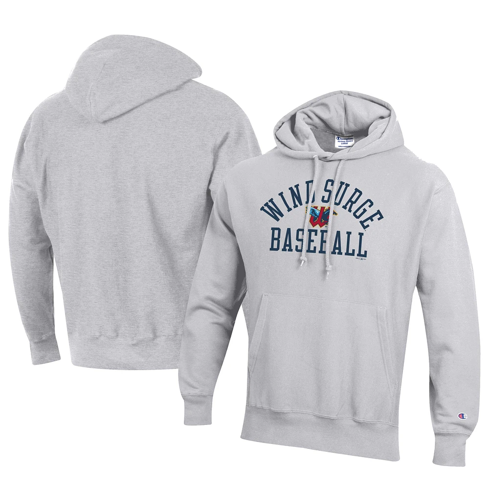 Men's Champion Gray Wichita Wind Surge Baseball Reverse Weave Pullover Hoodie