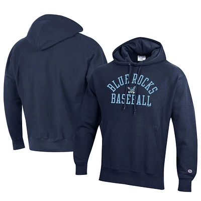 Men's Champion Navy Wilmington Blue Rocks Baseball Reverse Weave Pullover Hoodie
