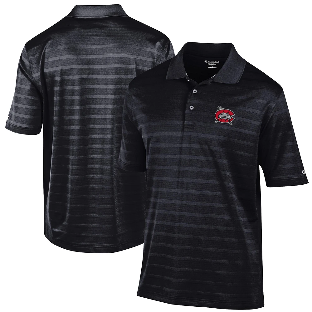 Men's Champion Black Carolina Mudcats Textured Solid Polo