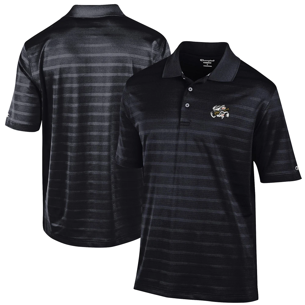 Men's Champion Black Omaha Storm Chasers Textured Solid Polo